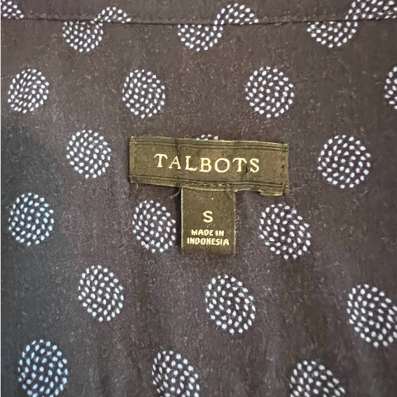 Talbots Button Up Blouse in Blue with Polka Dots Size Small - Picture 4 of 5